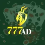 777AD Game logo with playing cards, poker chips, and dice in the background.