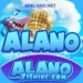 Alano Fishing Game vibrant logo with cartoon shark and golden disco ball.