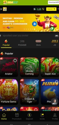 BBA777 Game online casino homepage showing popular slot games and promotional offers.