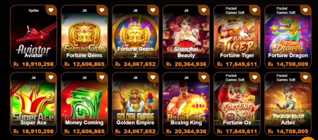 ZE77 Game – Online Casino Slot Games Interface featuring top games like Aviator, Fortune Gems, Golden Empire, and more with respective prize pools.