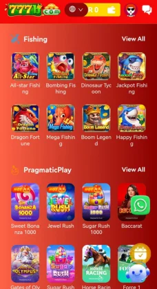 777B Game app screenshot displaying Fishing games