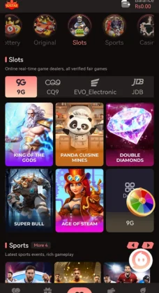 92star game Mobile app screen showing slot game options like King of the Gods