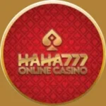 HAHA777 GAME Online Casino logo with and playing chips design.