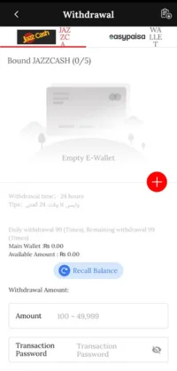 PK33 Game Wallet Section