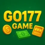 Go177 Game logo with golden text, money symbols, and slot machine icon on a green background