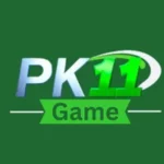 PK11 Game logo featuring bold green and white text with a ribbon-style banner on a dark green background.