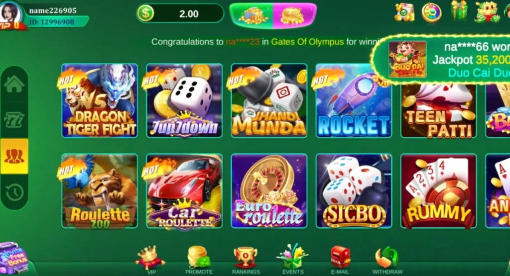WT777 game interface showing popular card and casino games including Dragon Tiger