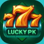 The logo of the Lucky PK 777 game featuring three golden sevens